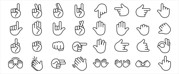 Simple Set of hand gesture sign and expression Related Vector icon graphic design. Contains such Icons as hand fist, pointing finger, counting and more