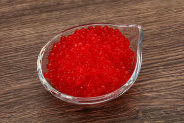 Red salmon caviar in the bowl