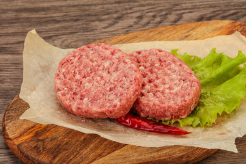 Raw beef cutlet for burger