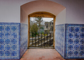 Blue Tiles (Azulejos), Wrapped Around Indoor Alcove, With View Of Outdoor Steps And Ruins. Templar...