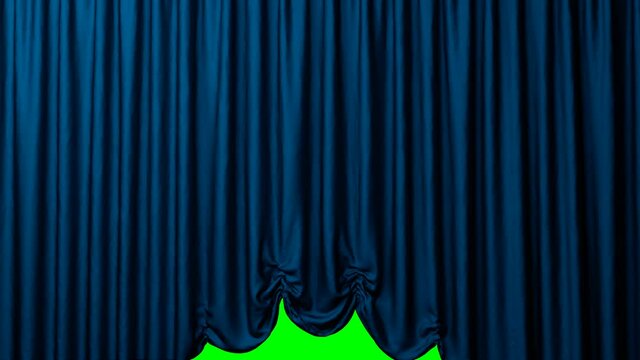 The Austrian red blue curtain opens and closes. The end and the beginning on the theater stage. The video contains a chroma key green color for easy background change.

