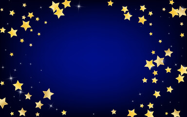 Golden Luxury Stars Vector Blue Background. 