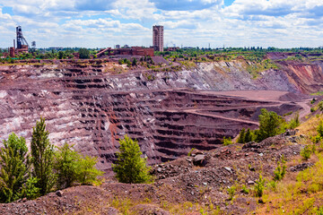 View on iron ore quarry in city Kryvyi Rih, Ukraine