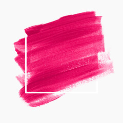 Fototapeta premium Pink logo brush stroke painted watercolor background vector. Perfect design for headline and sale banner. 