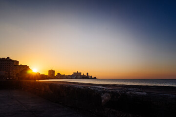 sunset over the city