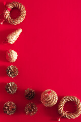 christmas background with balls and ribbon
