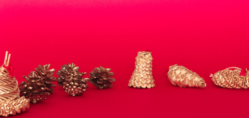 christmas background with cones and christmas tree
