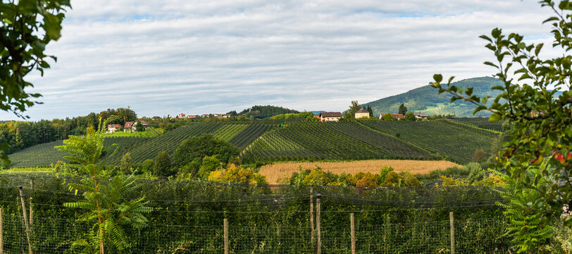 Puch bei Weiz town on apple street famous for apple orchards in region Styria.