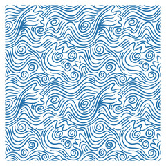 Seamless pattern with stormy twisted waves.