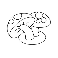 Coloring of Beautiful Brown Mushrooms, Flat Design