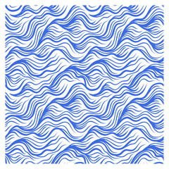 Seamless pattern of blue waves of the acute form. Design for backdrops with sea, rivers or water texture.