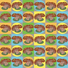 The Amazing of Beautiful Brown Mushrooms Illustration, Pattern Wallpaper