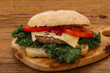 Italian ciabatta bread with burger