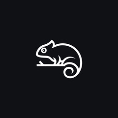Chameleon logo design template Vector line illustration