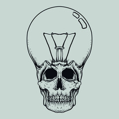 tattoo and t-shirt design skull bulb