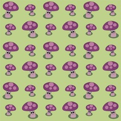 Fototapeta premium The Amazing of Beautiful Purple Mushrooms with Smile Illustration, Pattern Wallpaper