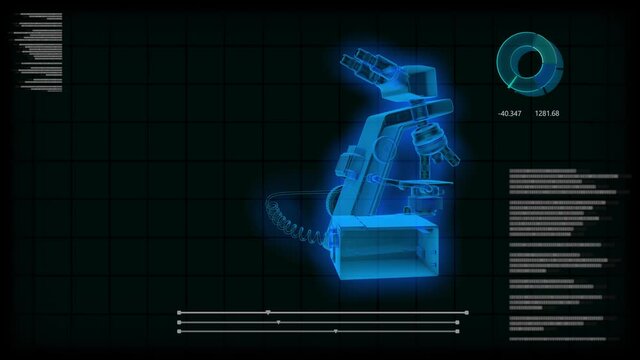 Science seamless looping background with place for yor objects with x-ray microscope and digital text effects for overlay or backdrop use - 4K 60fps UHD 3D animation