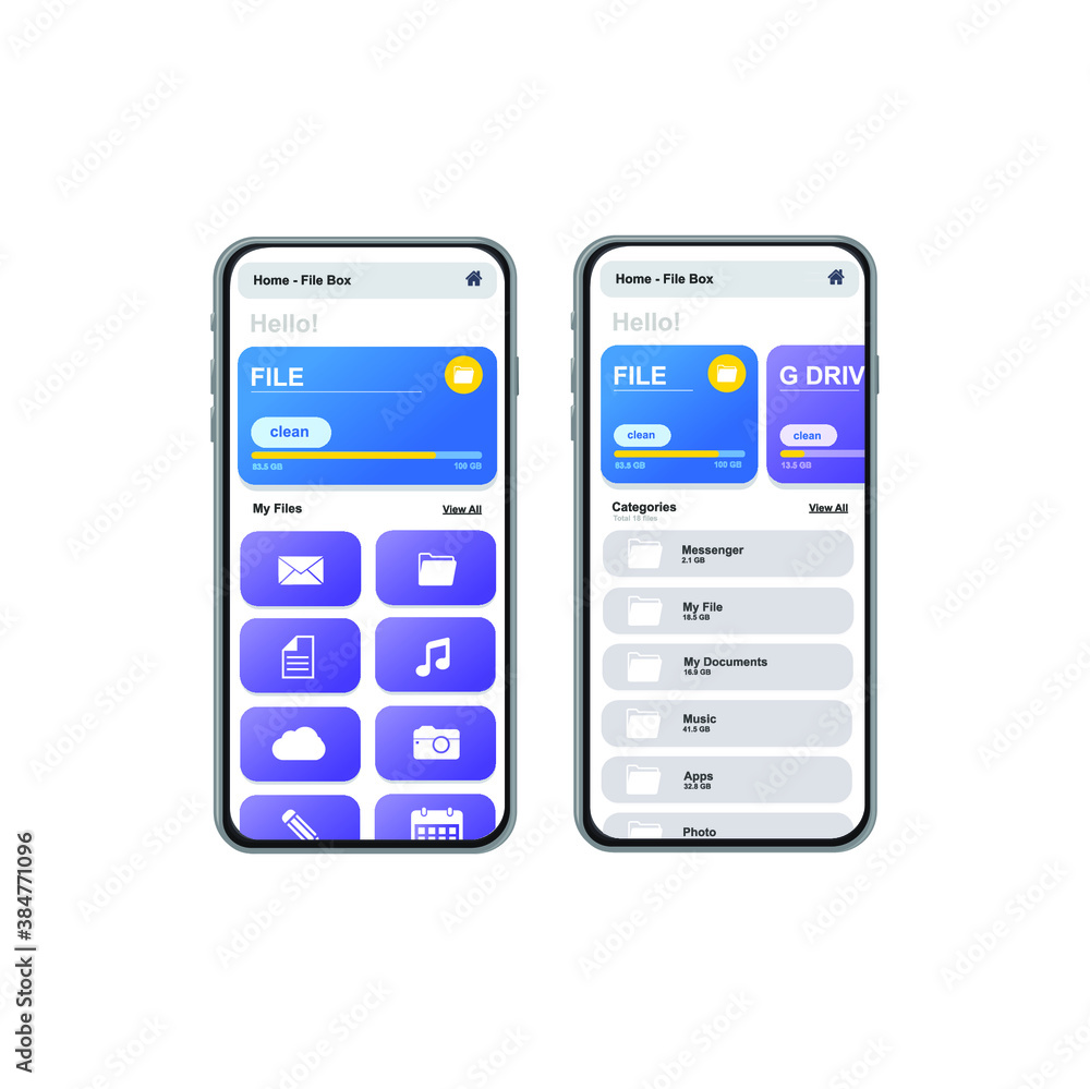 Poster storage and cloud storage concept isolated on background. flat design of smartphone connected with c
