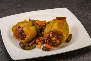 Baked stuffed bell pepper with meat