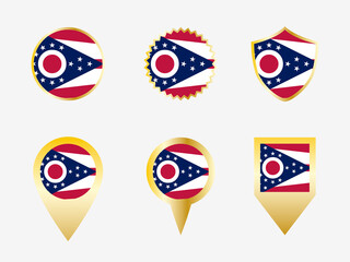 Vector flag set of Ohio, US state