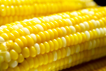ゆでた　とうもろこしのアップ
