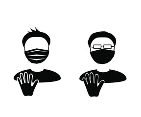 A man in a medical mask on his face. Pandemic. Symbol. Vector illustration.