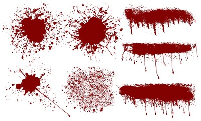Blood spots and cuts on a white background.