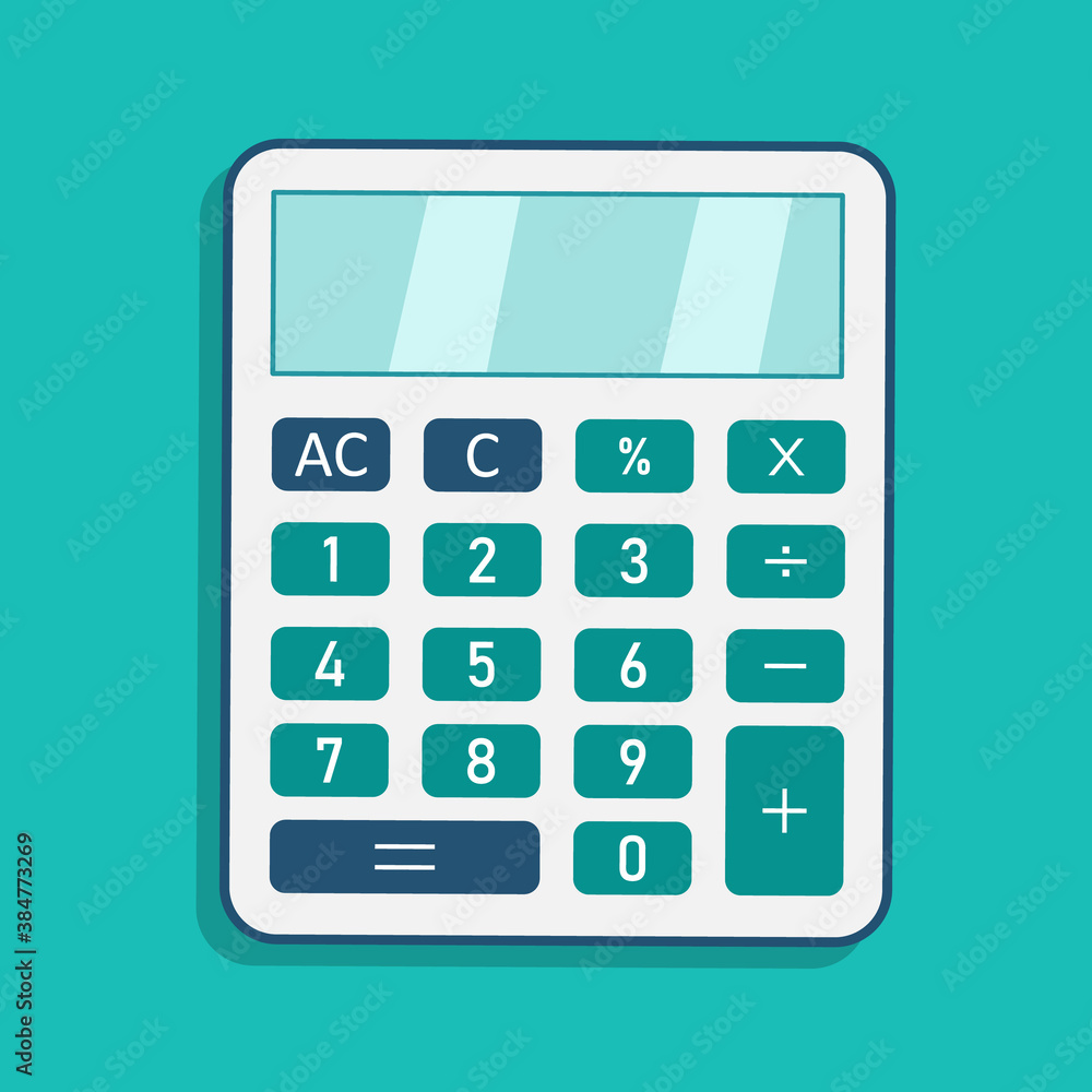 Poster calculator icon. calculate finance with modern calculator with display and buttons. accounting and e