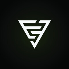 EE or E3 triangle shape initial logo design vector