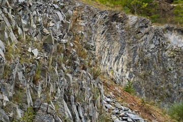 Rock formations in geological layers