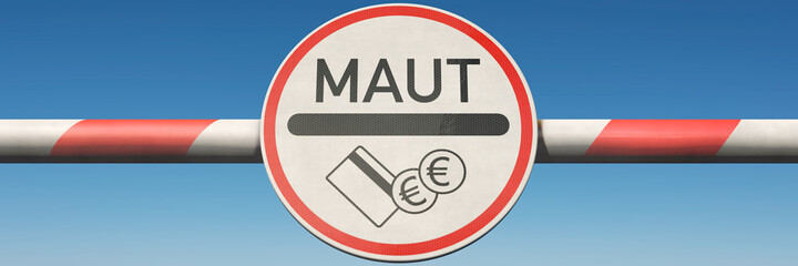Schranke mit Mautschild