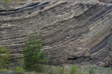 Rock formations in geological layers