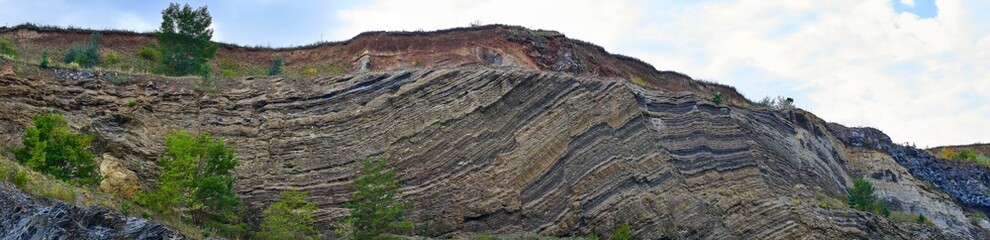 Rock formations in geological layers