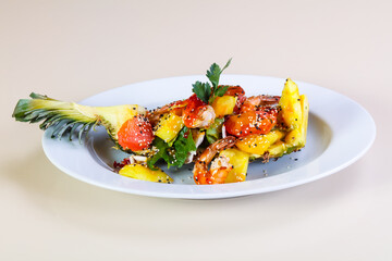 Pineapple with seafood