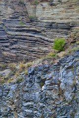 Rock formations in geological layers