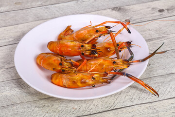 Grilled water prawn in the plate