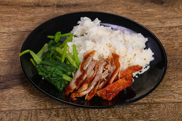 Rice with roasted duck breast