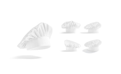 Blank white toque chef hat mock up, different views