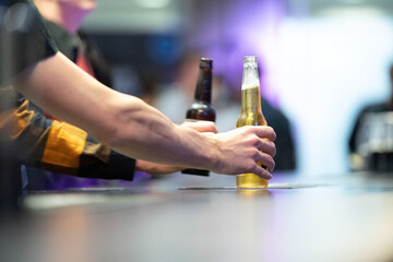 Taking a Beer at a Bar Table