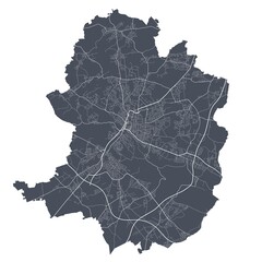 Bielefeld map. Detailed map of Bielefeld city poster with streets. Cityscape vector.