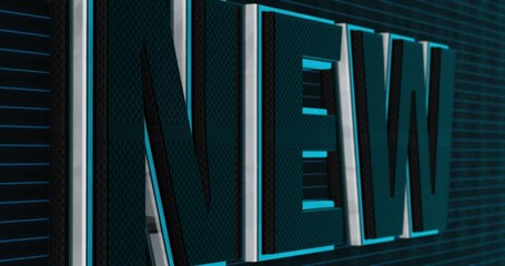 New. Modern 3D Promotion Intro. Metal Text Logo. Blue glow. Black Background