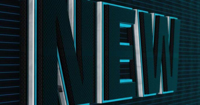 New. Modern 3D Promotion Intro. Metal Text Logo. Blue glow. Black Background