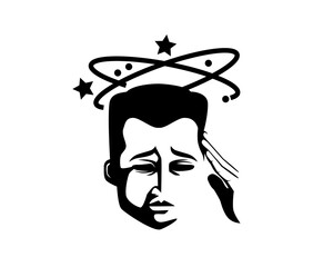 Dizzy Man or Has Headache Silhouette