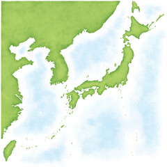 韓国・北朝鮮・台湾・中国入りの日本地図