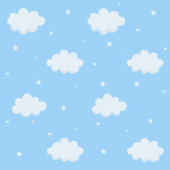 Obraz premium Seamless pattern with clouds, stars.