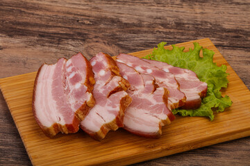 Tasty smoked pork brisket slice