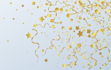 Golden Ribbon Shiny Vector Gray Background. 