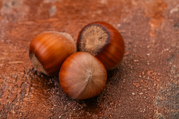 Hazelnut heap isolated over background