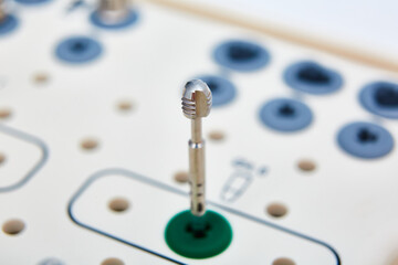 Dentist tools on the table. Sallow dof.