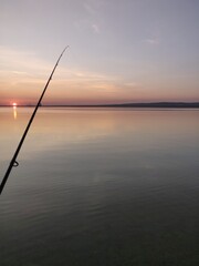 fishing at sunset